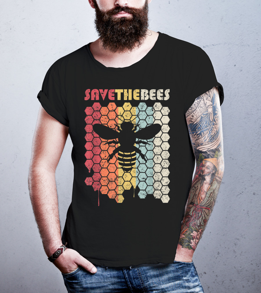 SAVETHEBEES Hexagonal Rainbow T-Shirt