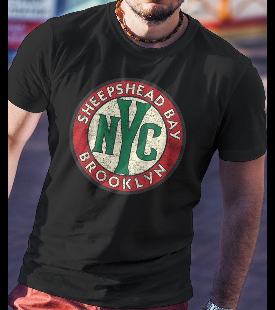Sheepshead Bay Brooklyn NYC Vintage Distressed Road Sign T-Shirt