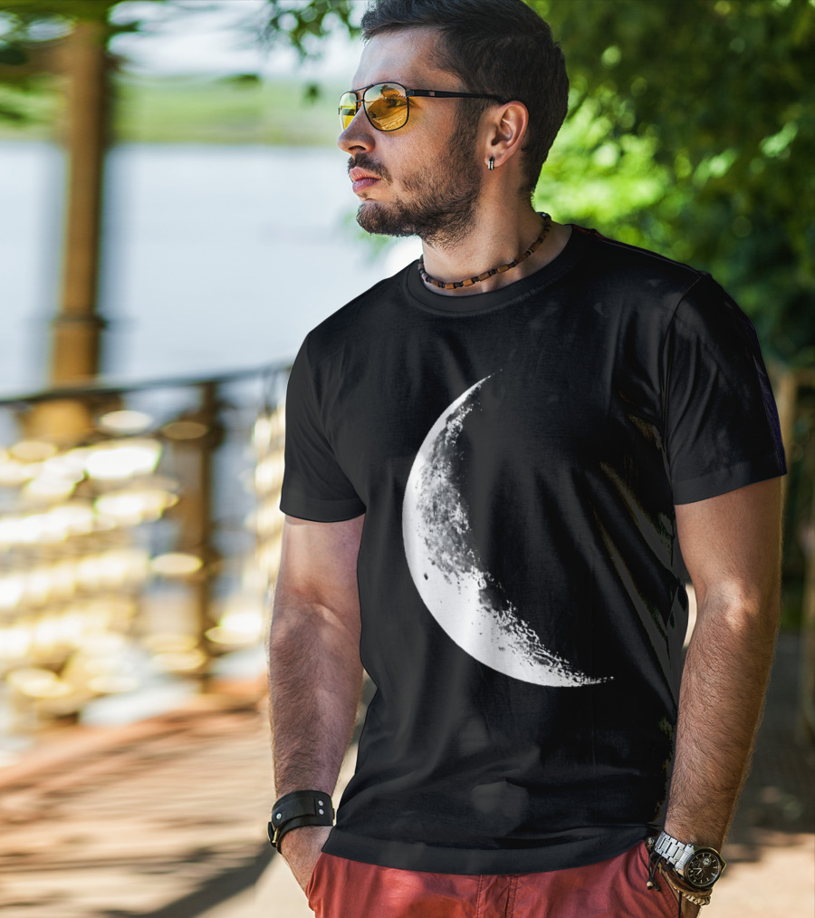 Shiny Moon Half Moon Crescent Moon Lunar Phases T-Shirt