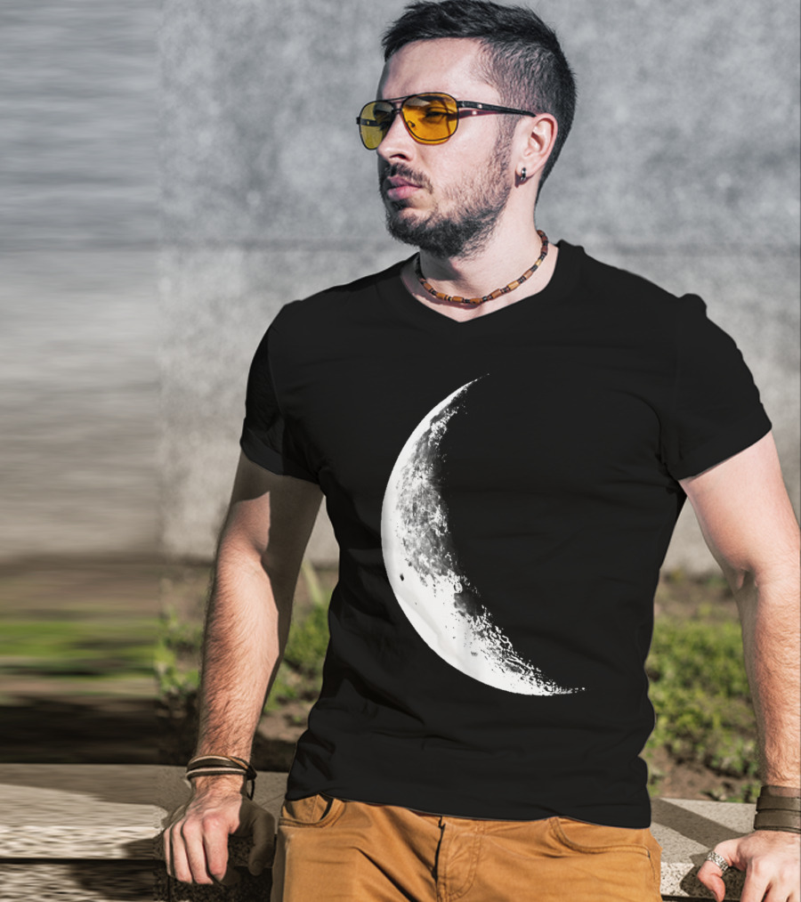 Shiny Moon Half Moon Crescent Moon Lunar Phases T-Shirt