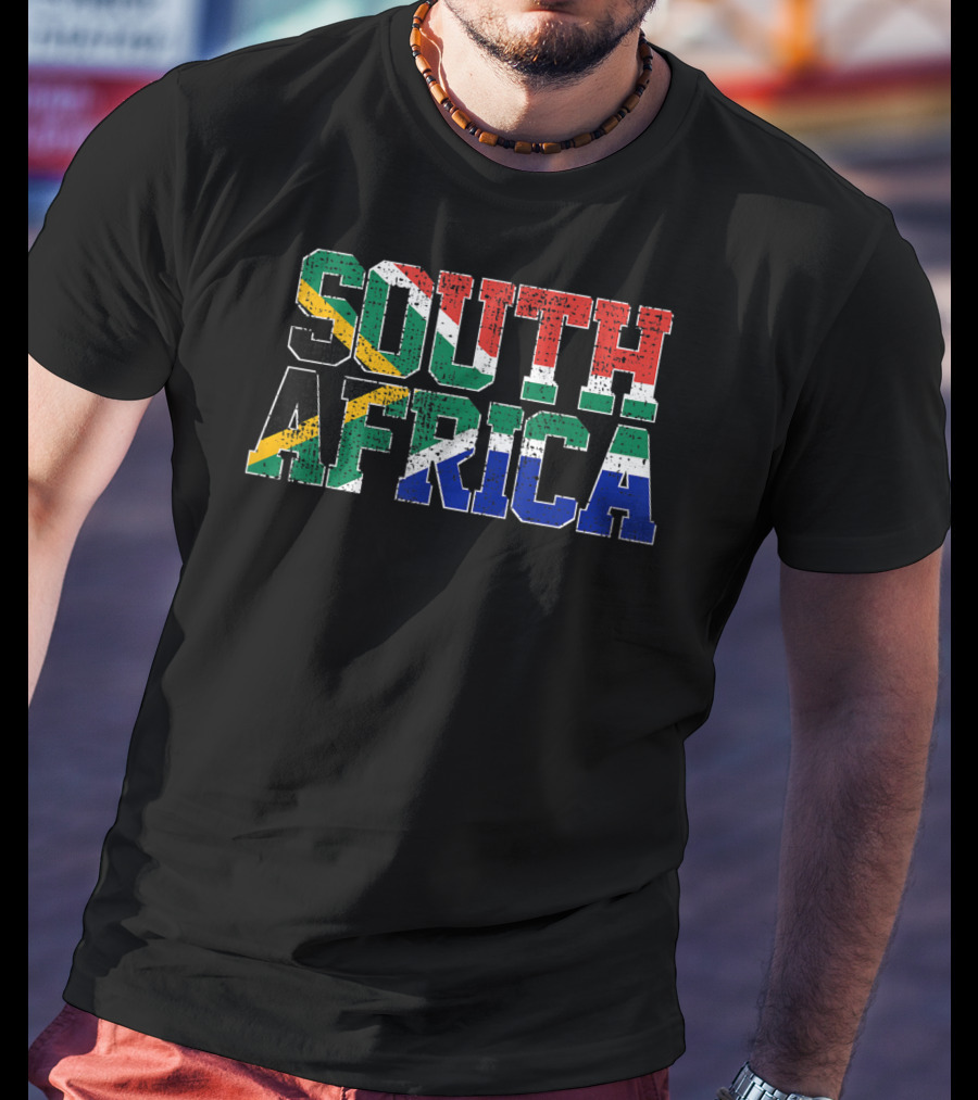 South Africa National Flag Proud AF Bold Patriotic Text T-Shirt