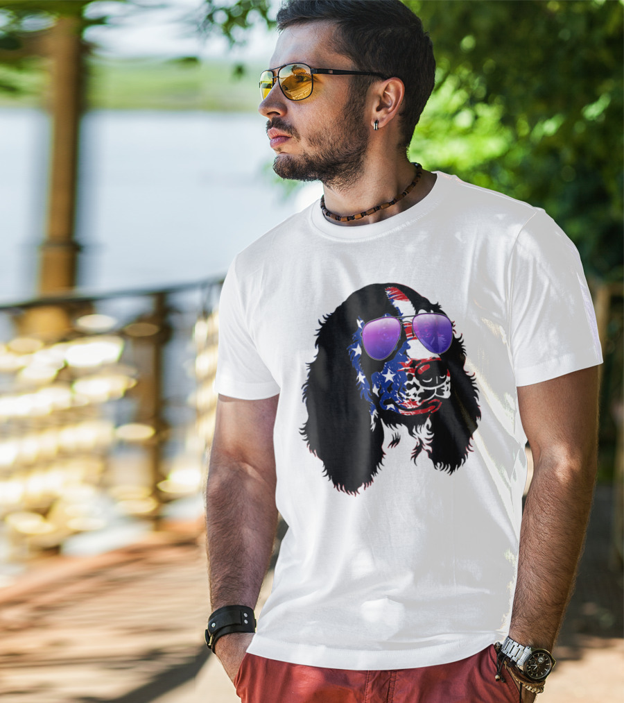 US Flag English Springer Spaniel With Sunglasses T-Shirt