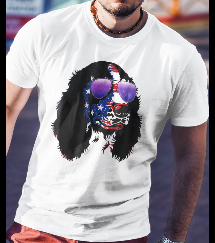 US Flag English Springer Spaniel With Sunglasses T-Shirt