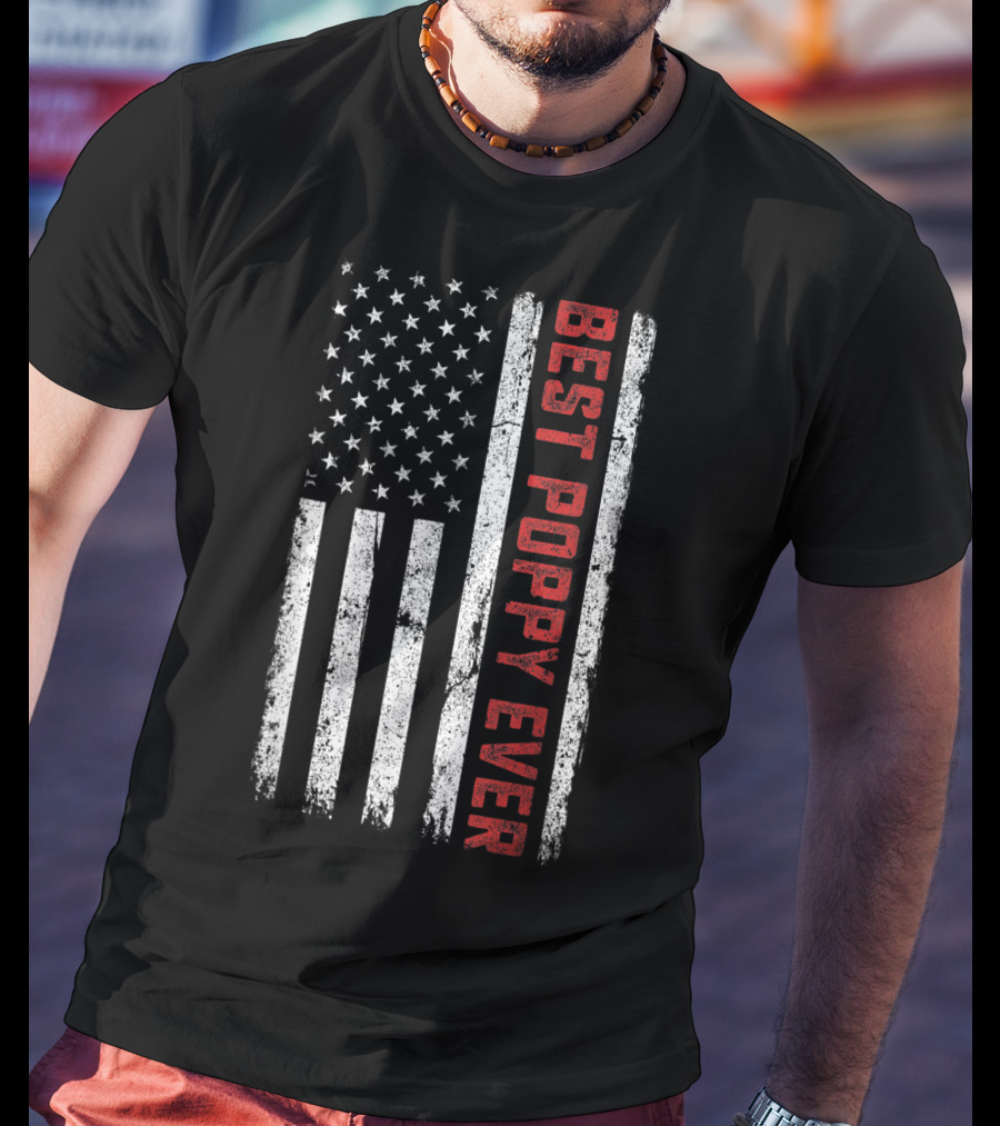 Best Poppy Ever American Flag USA T-Shirt