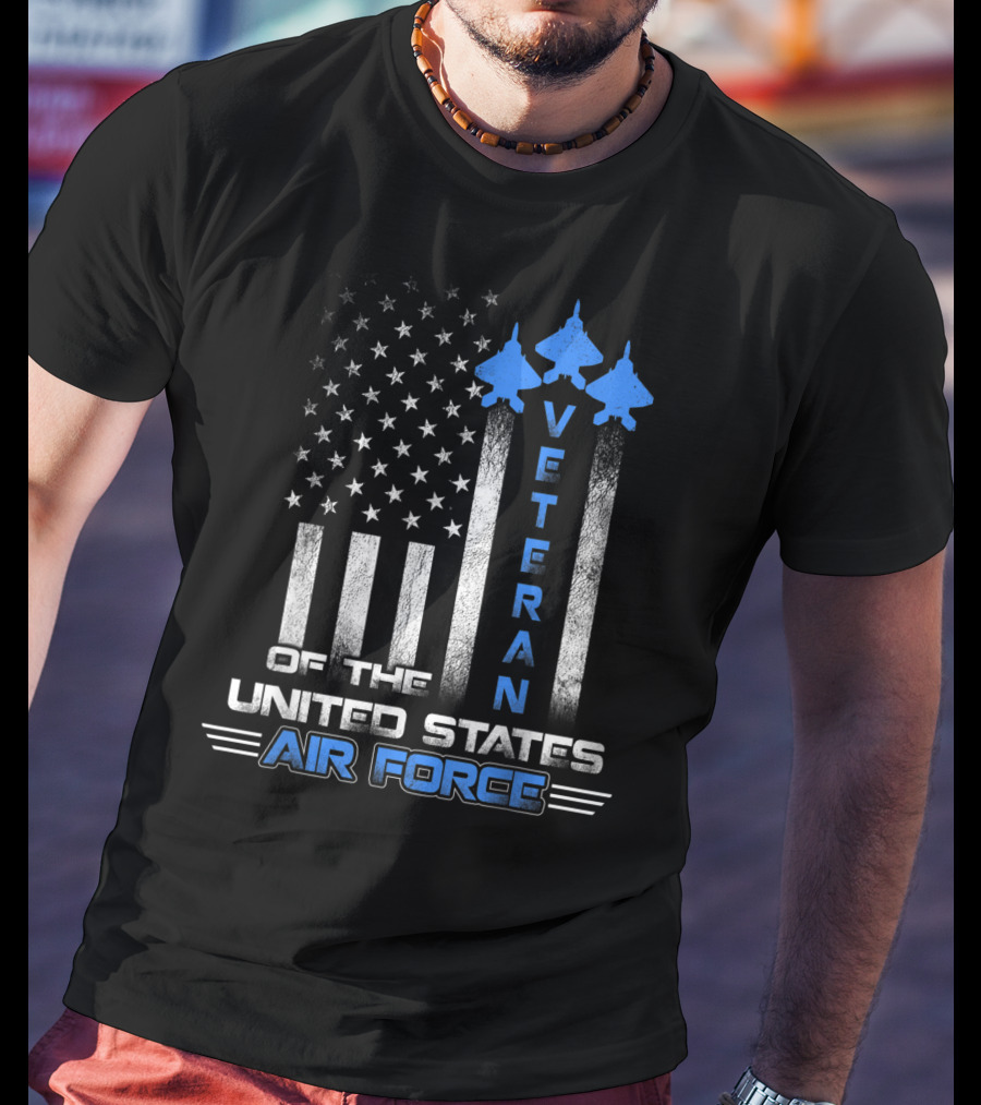 Veteran Of The United States Air Force American Flag And Fighter Jets T-Shirt
