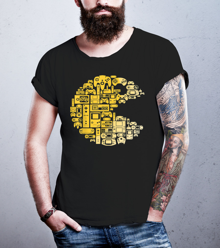 Funny Video Gamer Controllers Pac-Man Compilation For Video Game Players T-Shirt