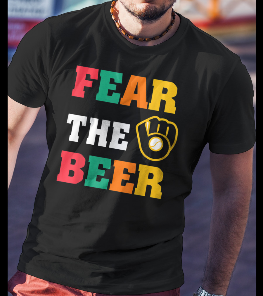 Fear The Beer Brewers Vintage Baseball Glove T-Shirt