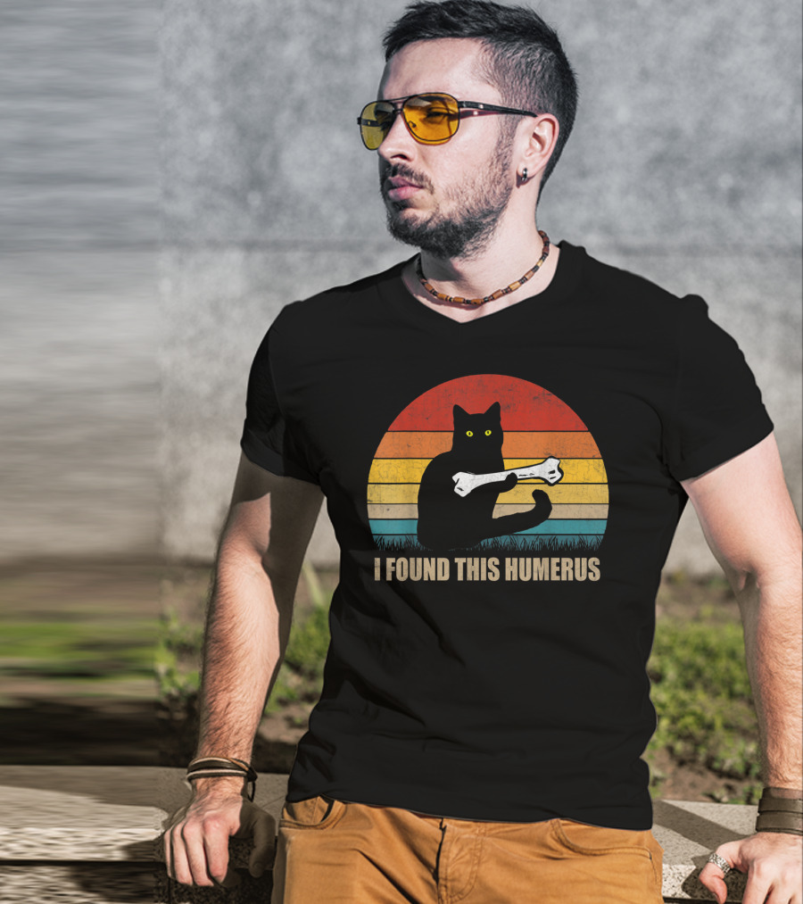 Vintage I Found This Humerus Cat Lover Retro Sunset T-Shirt