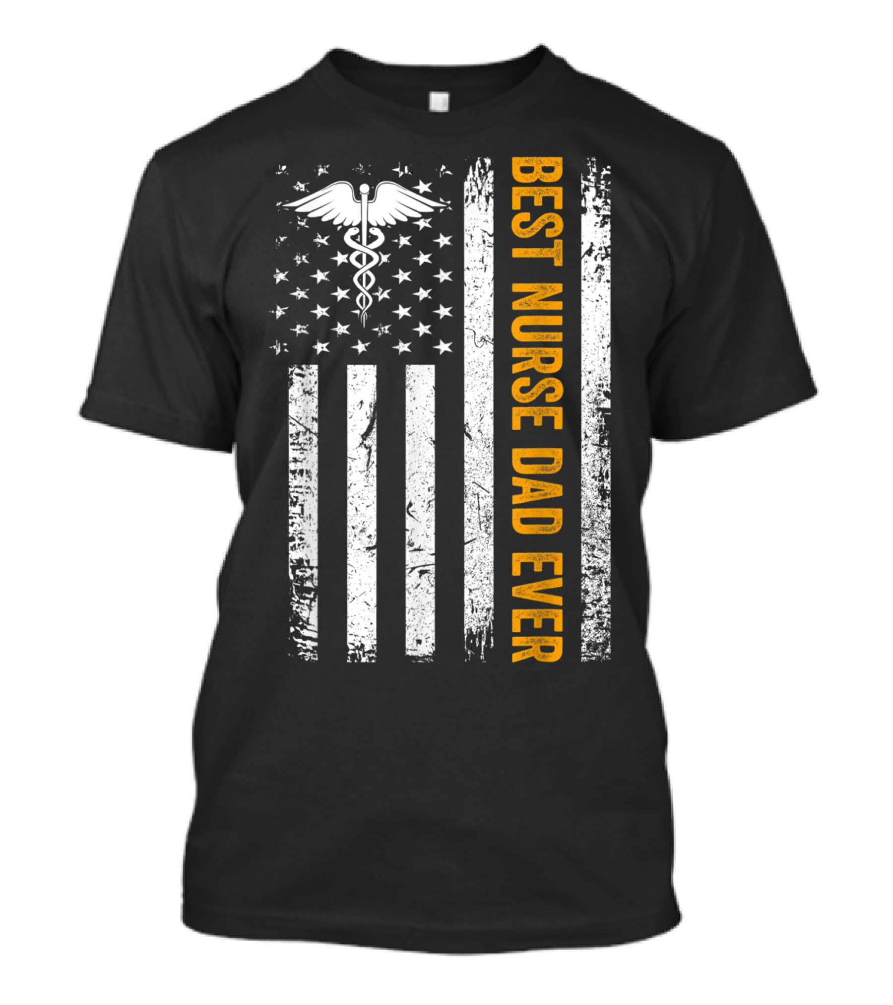 Vintage USA Best Nurse Dad Ever American Flag T-Shirt