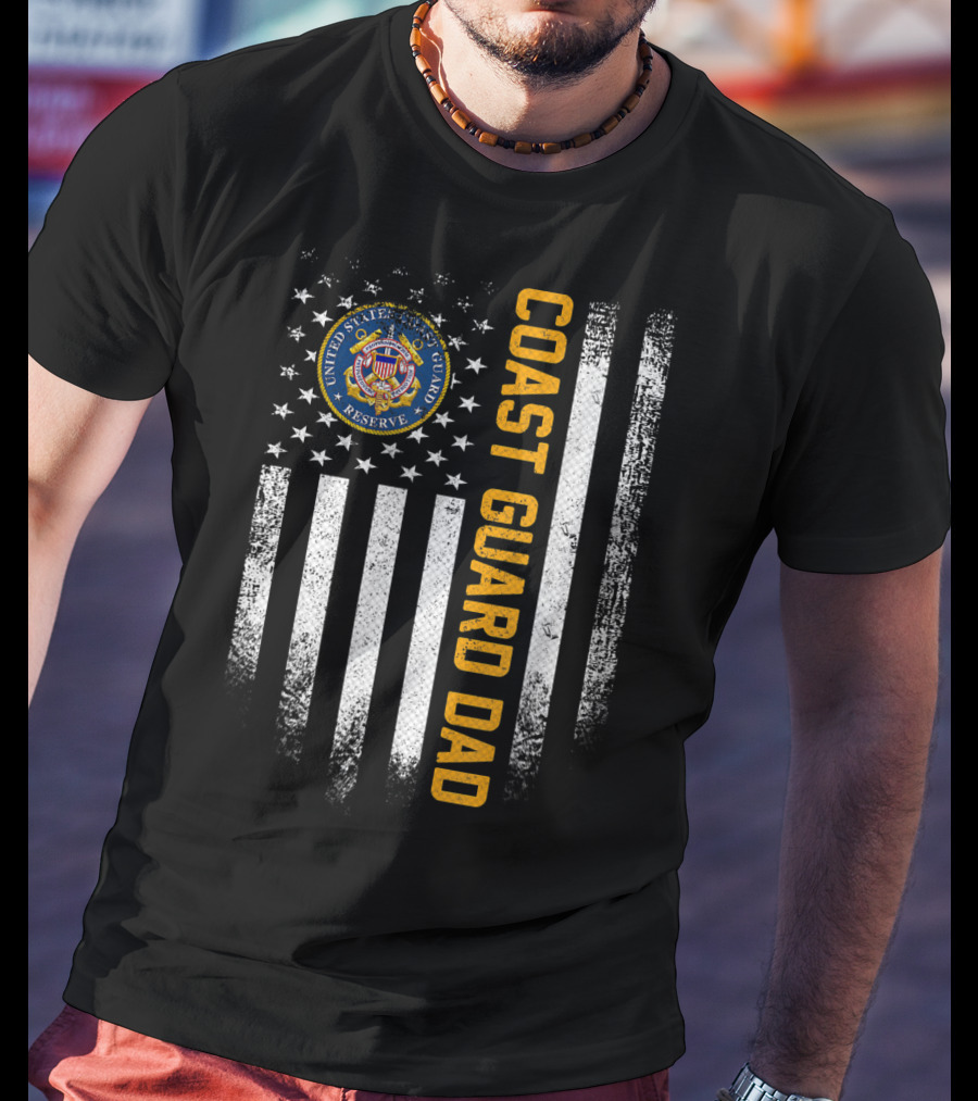 United States Coast Guard Reserve Proud Dad American Flag Vintage USA T-Shirt