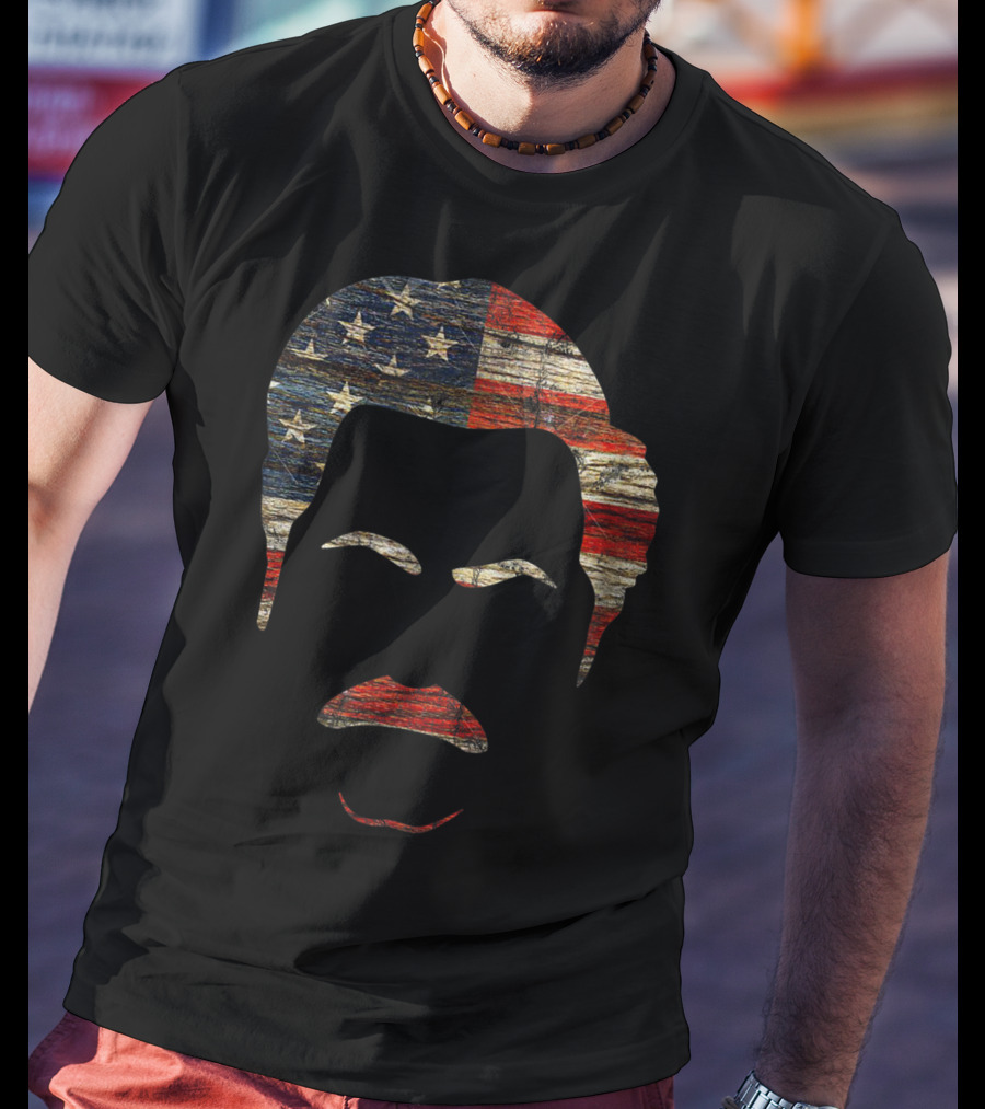 Vintage Wooden American Flag Face T-Shirt