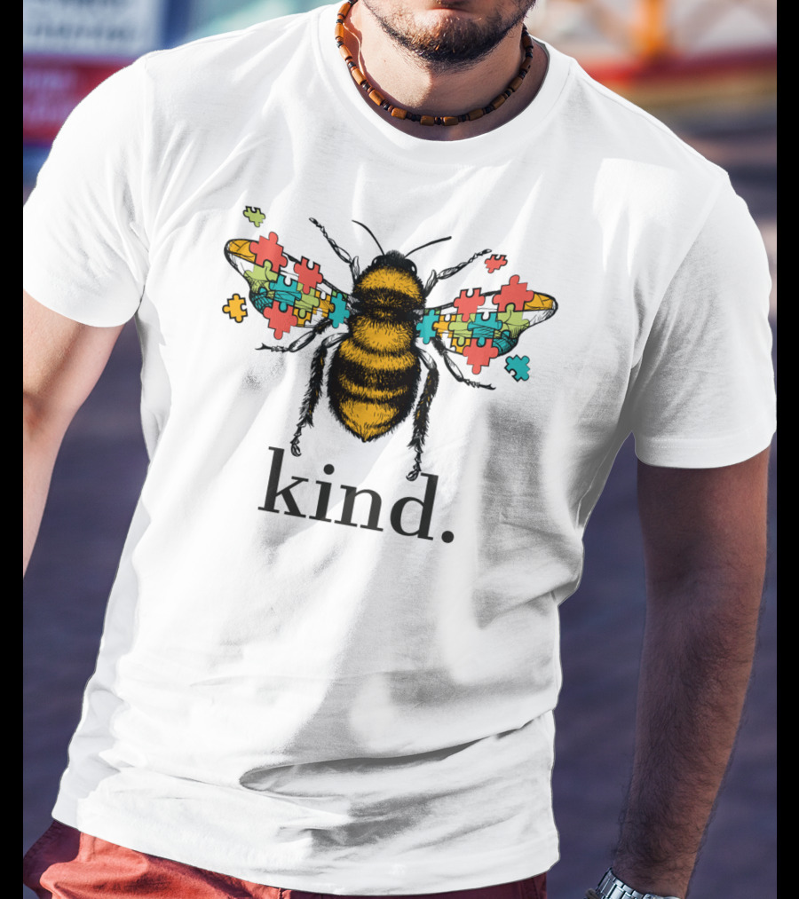 Autism Awareness Kind Bee With Puzzle Piece Wings T-Shirt