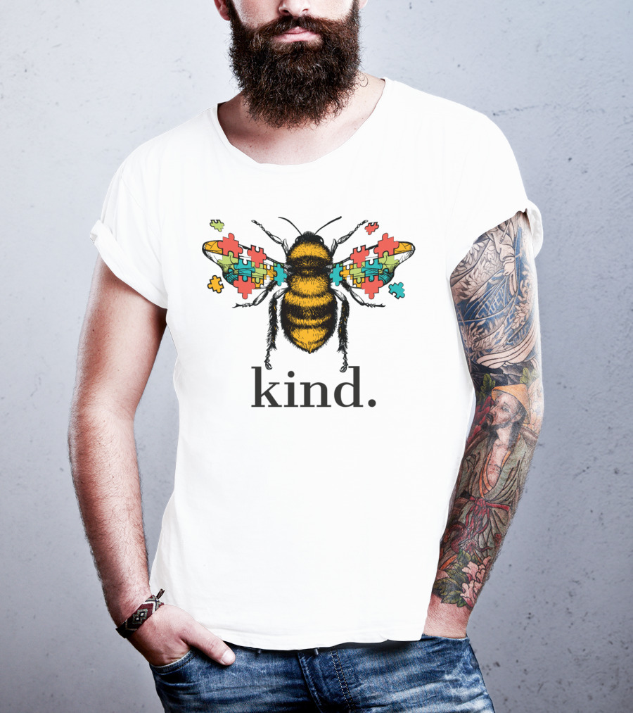 Autism Awareness Kind Bee With Puzzle Piece Wings T-Shirt