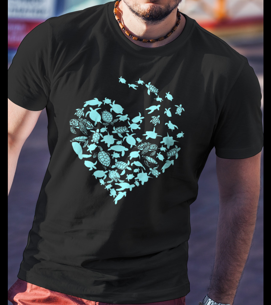 Heart Love Turtles Ocean Blue T-Shirt
