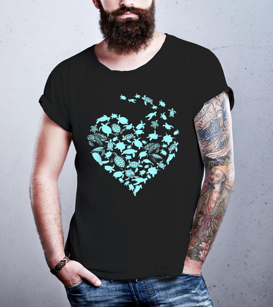 Heart Love Turtles Ocean Blue T-Shirt