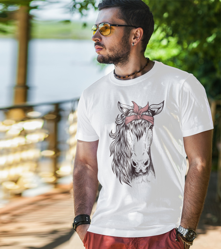 Horse Bandana Illustration For Horseback Riding Enthusiasts T-Shirt