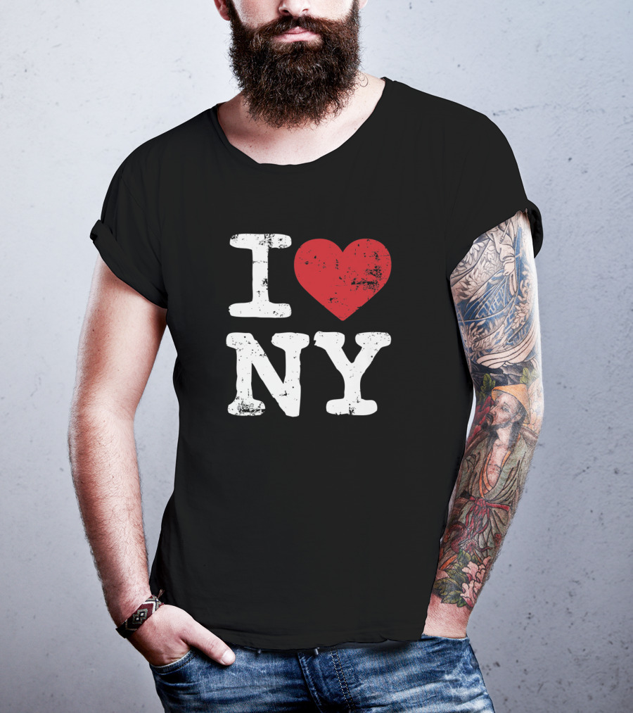 I Love NY Vintage Black Souvenir Tourism T-Shirt