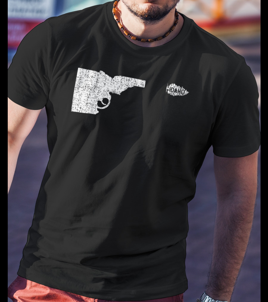 Idaho Gun Silhouette With Pine Tree Texture For Nature Lovers T-Shirt