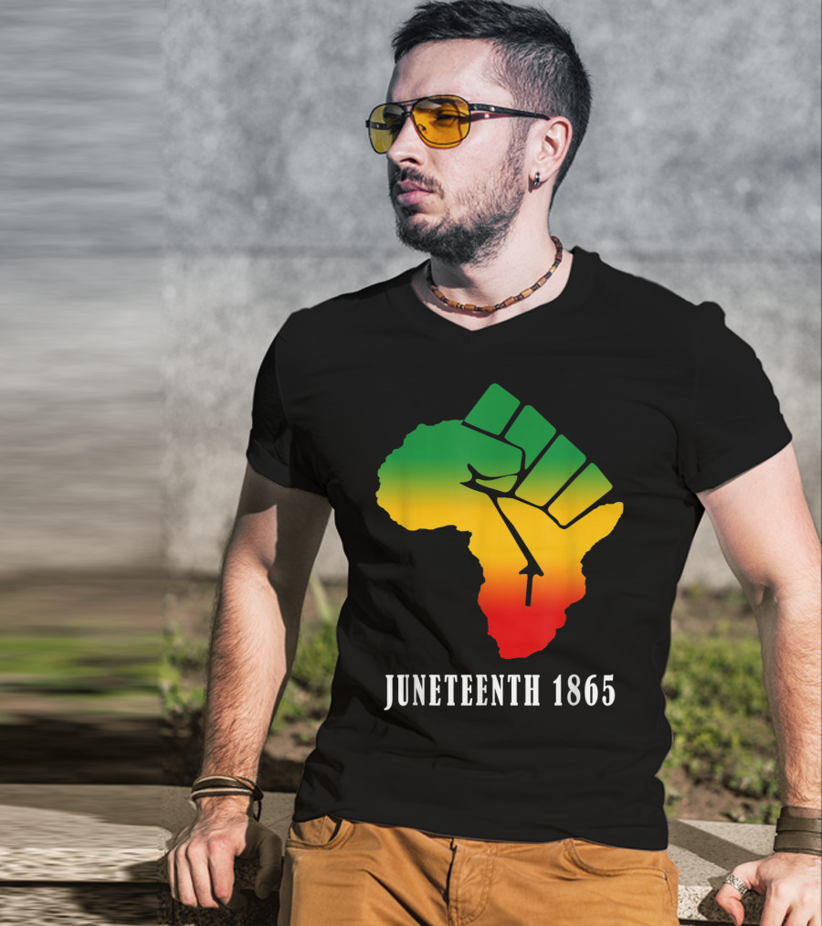 Juneteenth 1865 Ancestors Black African Map American Fist T-Shirt