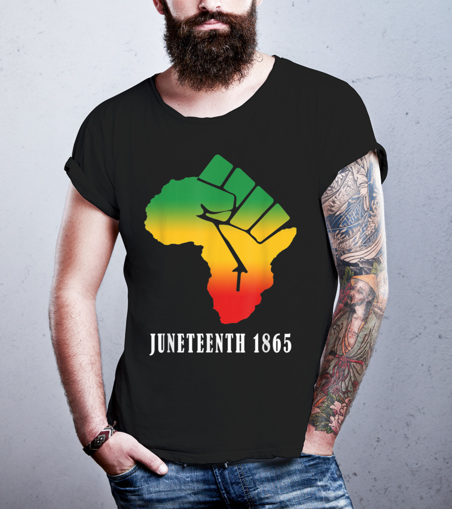 Juneteenth 1865 Ancestors Black African Map American Fist T-Shirt