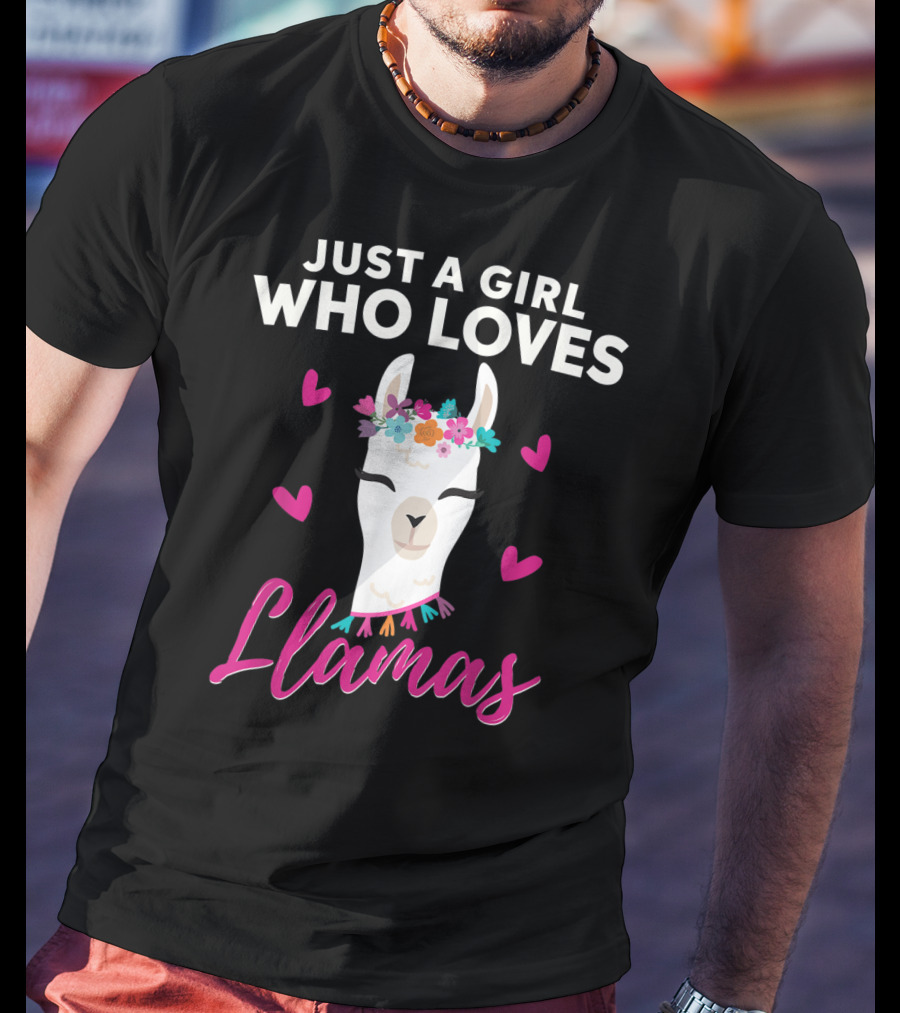 Just A Girl Who Loves Llamas With Heart Love Motif T-Shirt