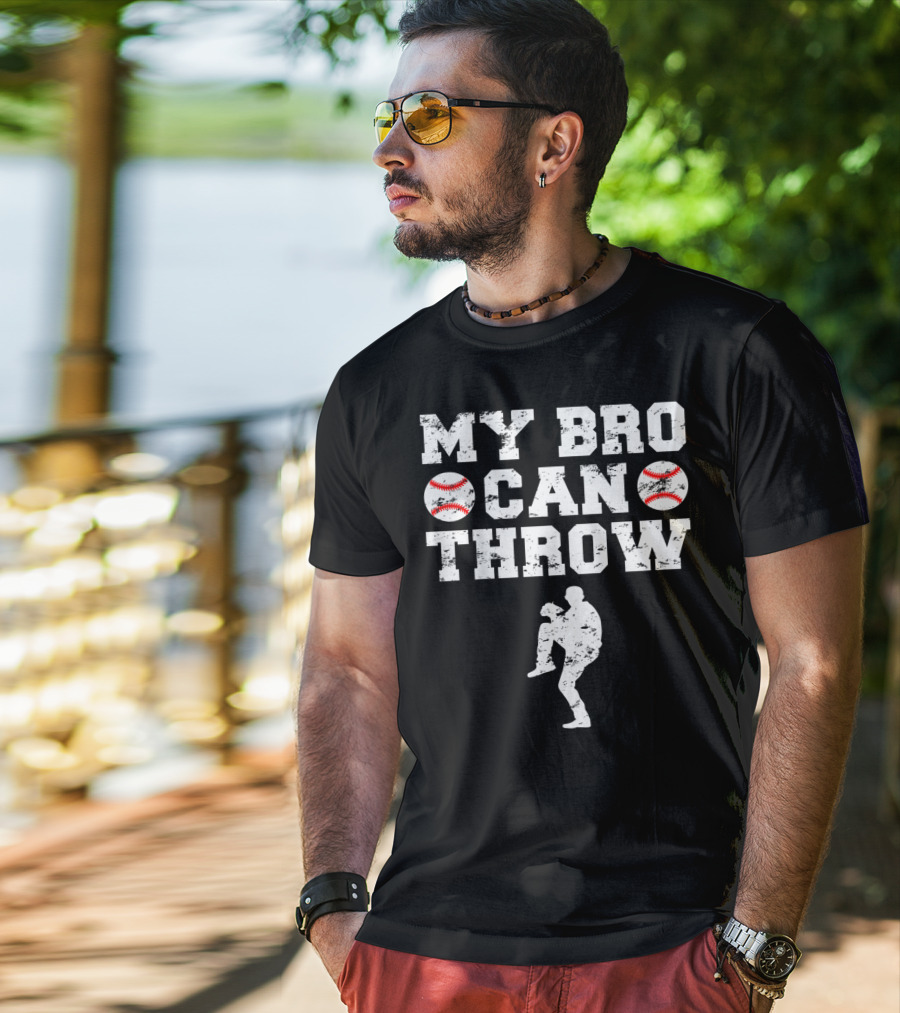 My Bro Can Throw Baseball Cute Funny Cool Brother Sister Kids T-Shirt