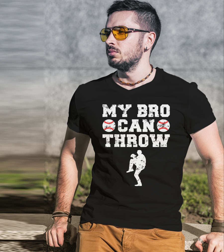 My Bro Can Throw Baseball Cute Funny Cool Brother Sister Kids T-Shirt