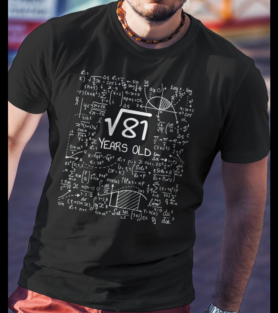 Kids 9 Years Old Birthday Square Root Of 81 Math Equations T-Shirt