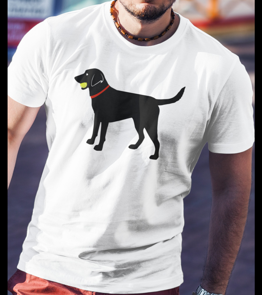 Labrador Retriever Black Lab With Tennis Ball And Red Collar Play Ball T-Shirt