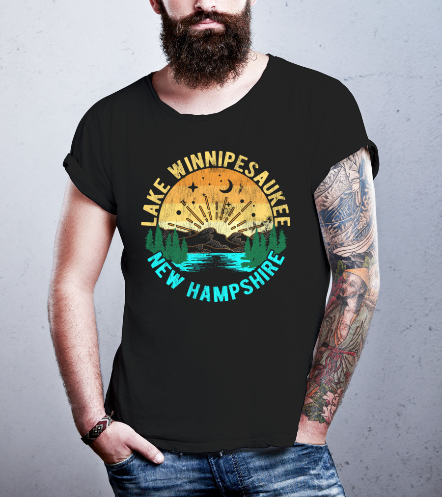 Lake Winnipesaukee New Hampshire Sunset Mountain Scene T-Shirt