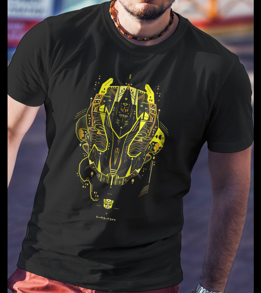 Machine Bumbleman Geometric Cybernetic Yellow T-Shirt