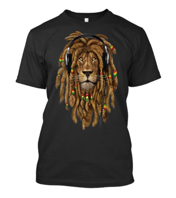 Marley Rasta Lion With Dreadlocks And Headphones For Bob Enthusiast T-Shirt