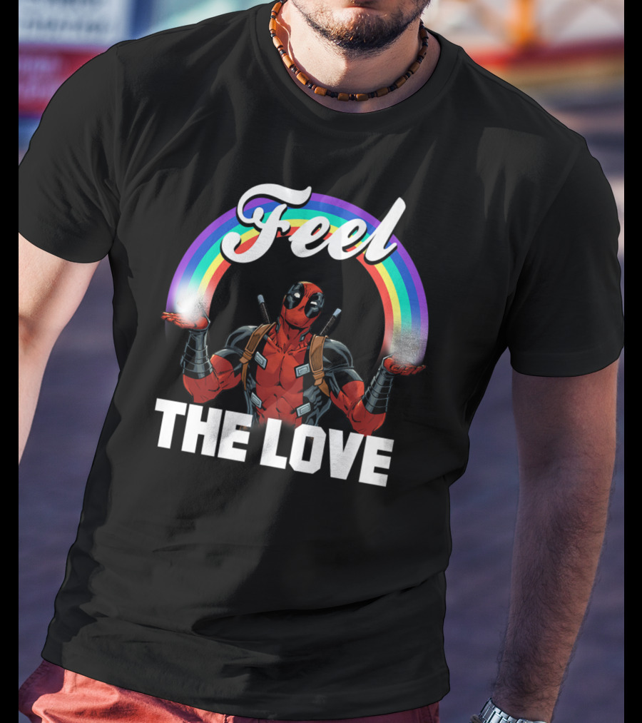 Marvel Deadpool Feel The Love Rainbow T-Shirt