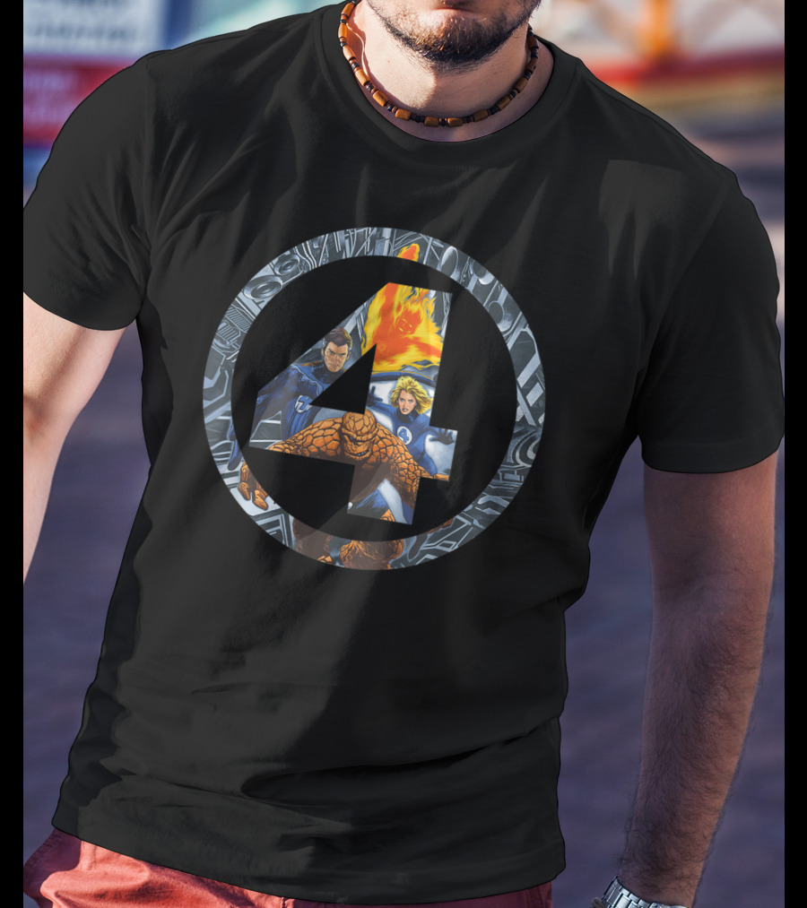 Marvel Fantastic Four Super Heroes Iconic 4 Emblem T-Shirt