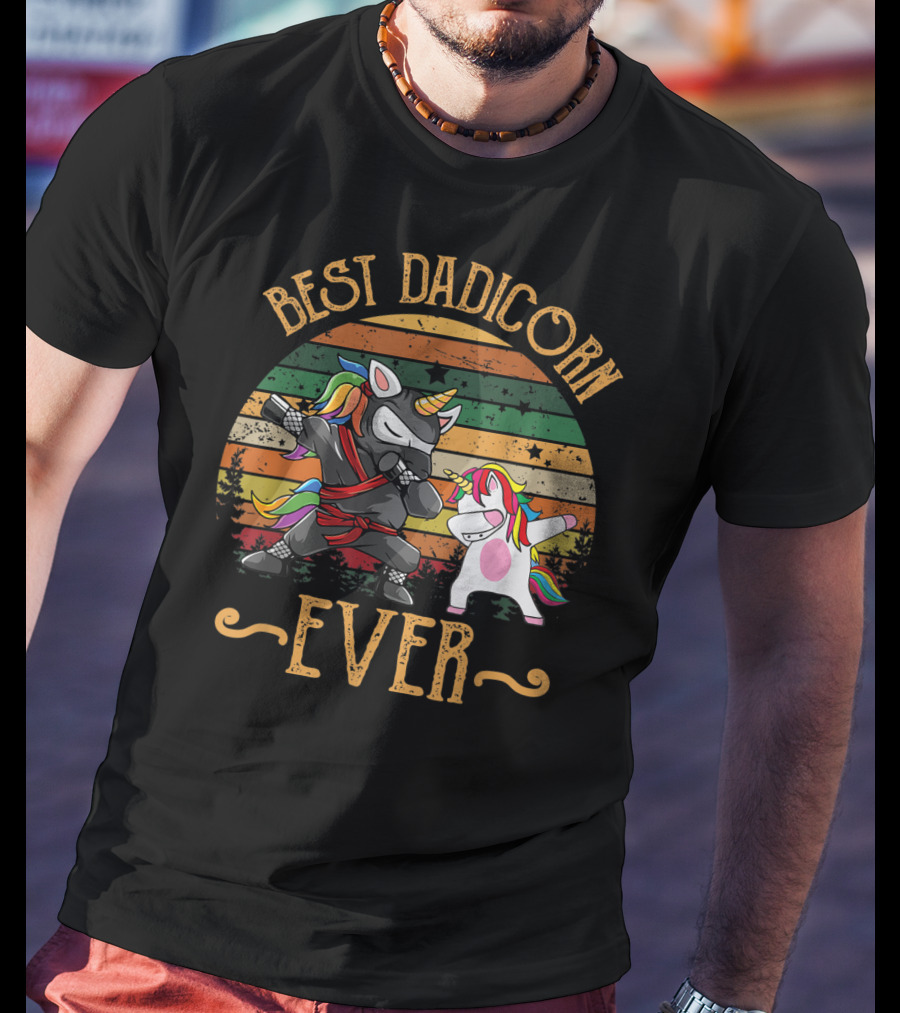 Best Dadicorn Ever Unicorn Dad Baby Fathers T-Shirt
