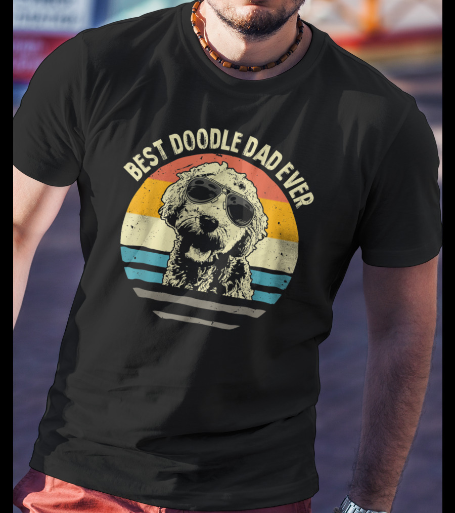 Best Doodle Dad Ever Goldendoodle Retro Sunglasses T-Shirt