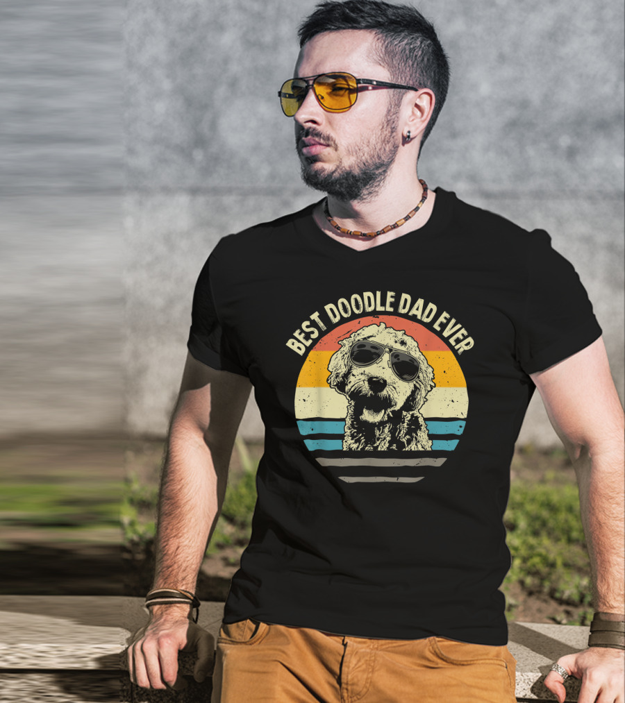 Best Doodle Dad Ever Goldendoodle Retro Sunglasses T-Shirt
