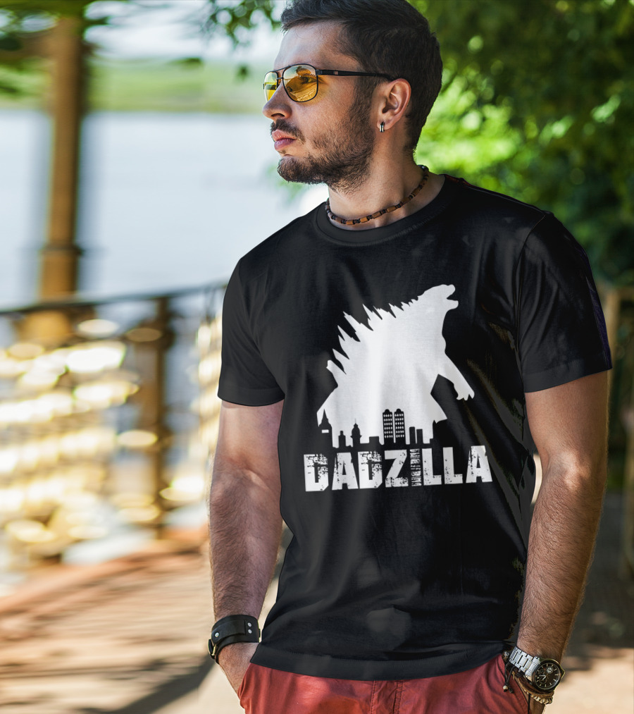 Kidzilla And Dadzilla Funny Matching Fathers City Skyline Monster T-Shirt