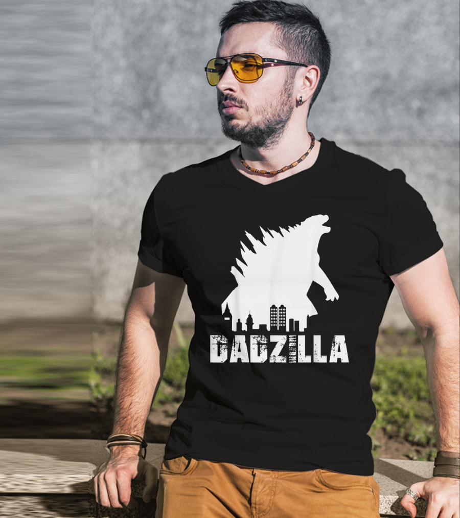 Kidzilla And Dadzilla Funny Matching Fathers City Skyline Monster T-Shirt