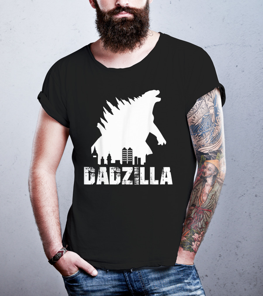 Kidzilla And Dadzilla Funny Matching Fathers City Skyline Monster T-Shirt