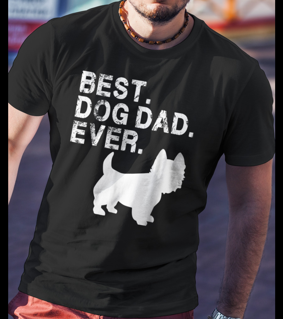 Mens Grunge Best Dog Dad Ever Westie T-Shirt
