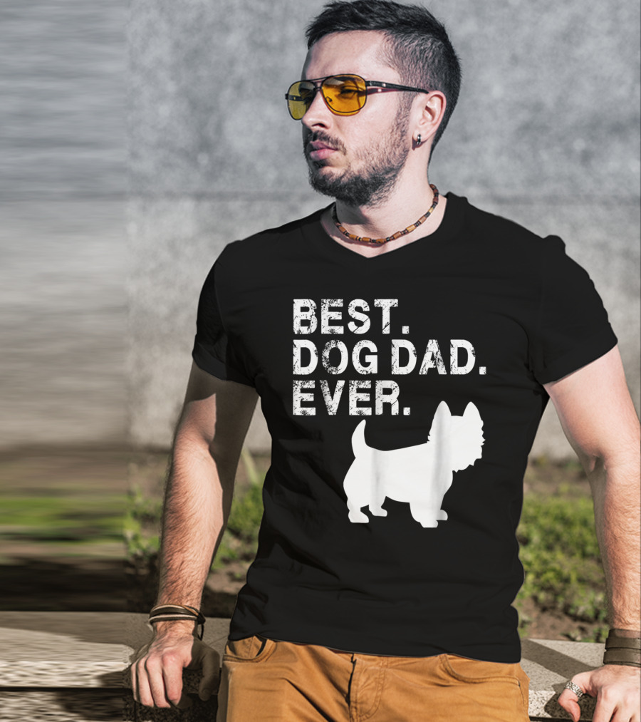 Mens Grunge Best Dog Dad Ever Westie T-Shirt