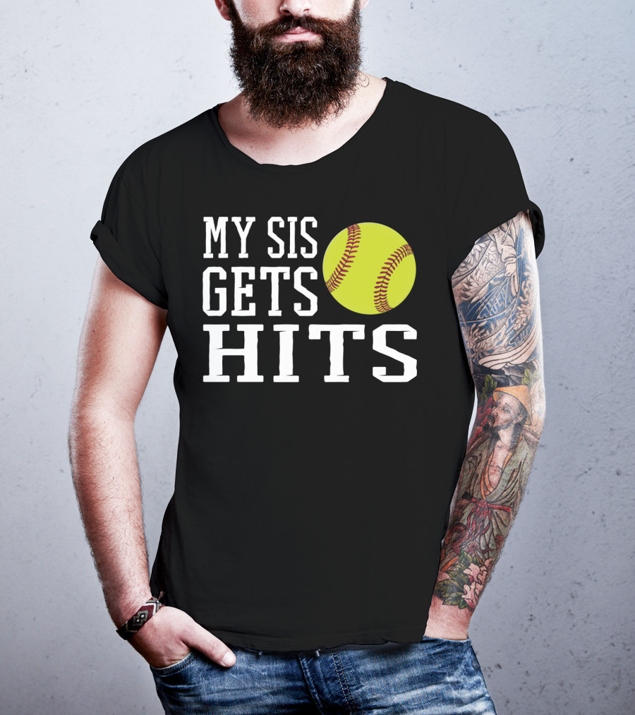 My Sis Gets Hits Softball Brother Sister Bond T-Shirt