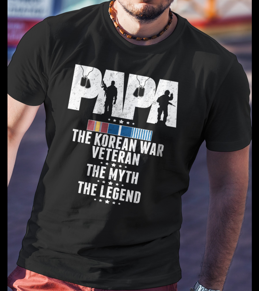 Papa Korean War Veteran Myth Legend With Medals T-Shirt