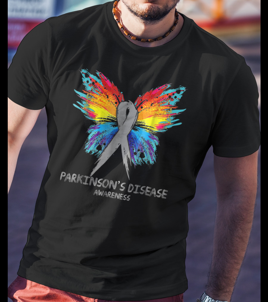PARKINSON'S DISEASE Awareness Butterfly Rainbow T-Shirt
