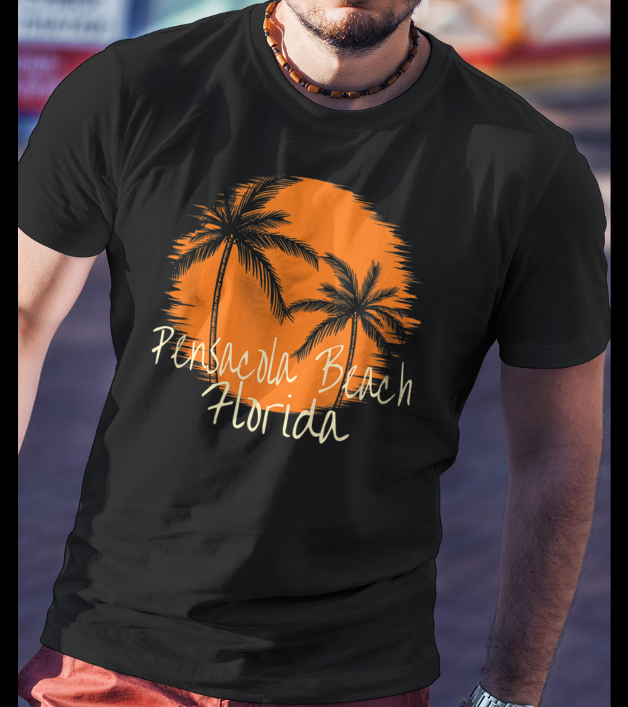 Pensacola Beach Florida Vacation Souvenir Sun Palm Trees T-Shirt