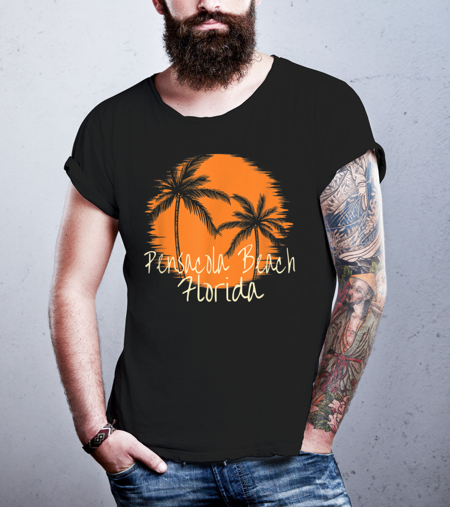 Pensacola Beach Florida Vacation Souvenir Sun Palm Trees T-Shirt