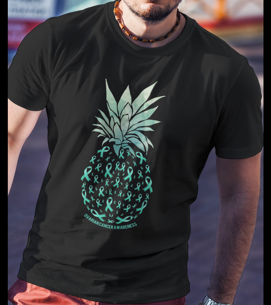 Pineapple Ovarian Cancer Awareness Ribbons T-Shirt