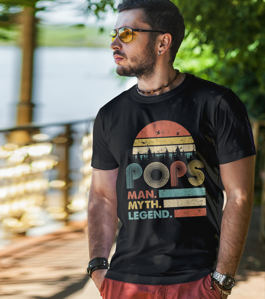 Pops The Man The Myth The Legend Retro Sunset T-Shirt