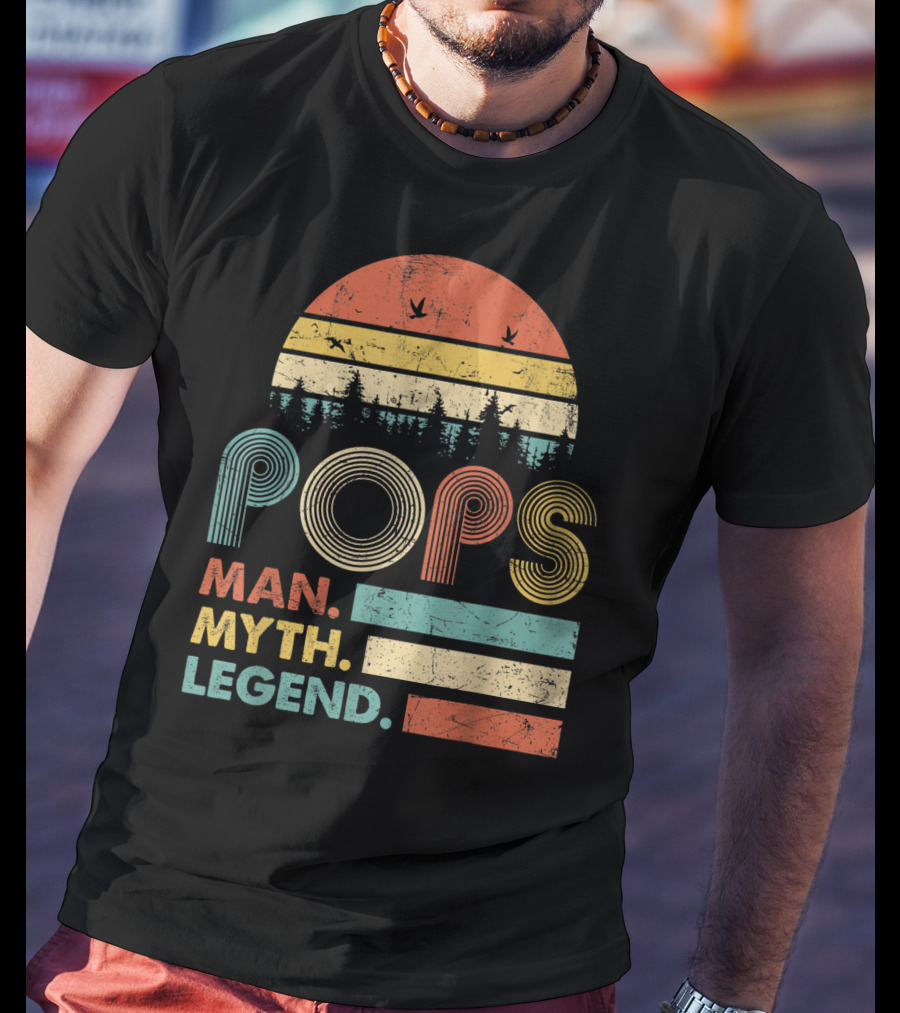 Pops The Man The Myth The Legend Retro Sunset T-Shirt